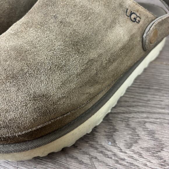 UGG Goldenstar Clog Slippers Women's 10 Brown Hickory Suede Platform Sandals - Picture 12 of 16